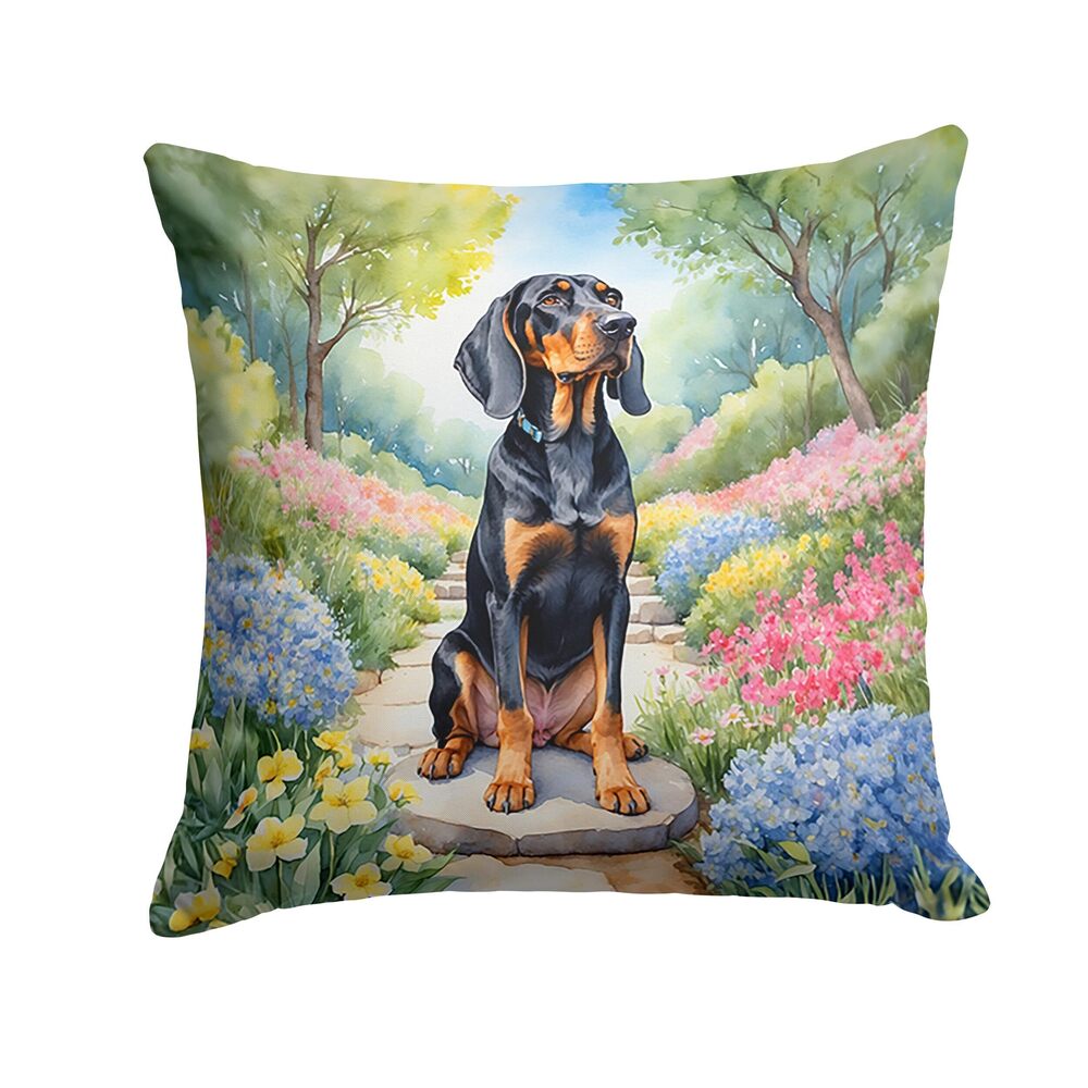 6118 Spring Path Throw Pillow, 18Hx18W, Black and Tan Coonhound 6570